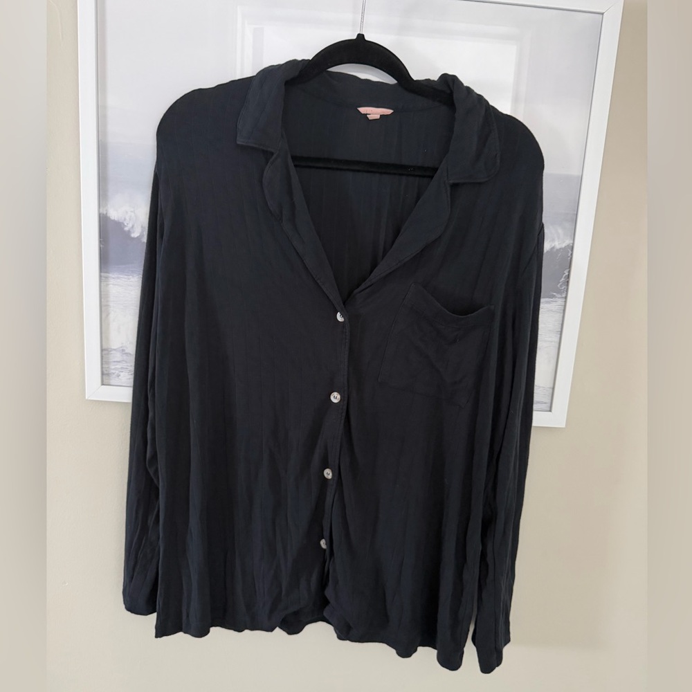 Eberjey Relaxed Rib Pajama set - black size medium